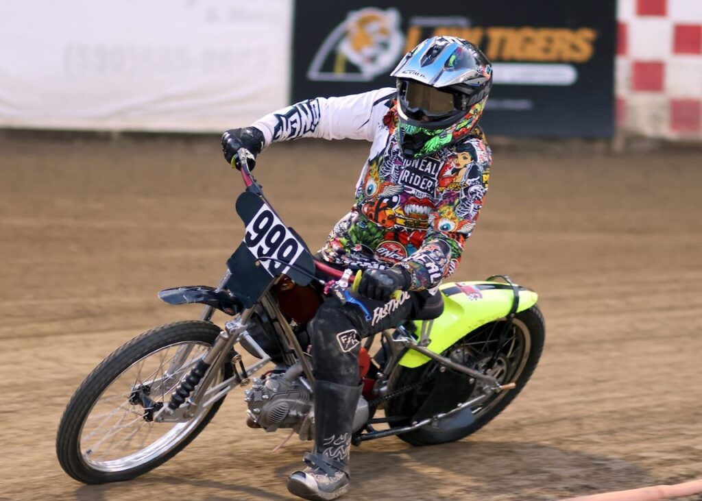 Hank Hanaway came out on top in the Youth 150 D3 main event. May 23 2025 - Speedway & Extreme Sidecars Series Round 1.