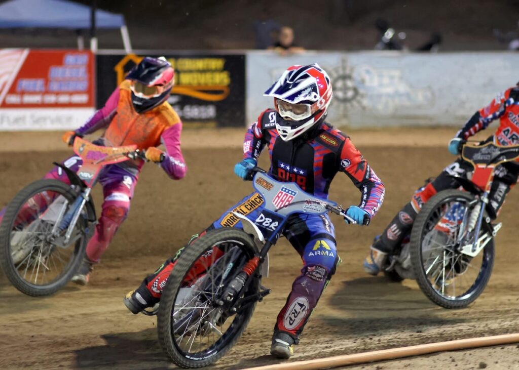 Wilbur Hancock got his first main event win in the handicap program Friday night. May 30 2025 - More great racing at Fast Friday’s Motorcycle Speedway in Auburn CA.