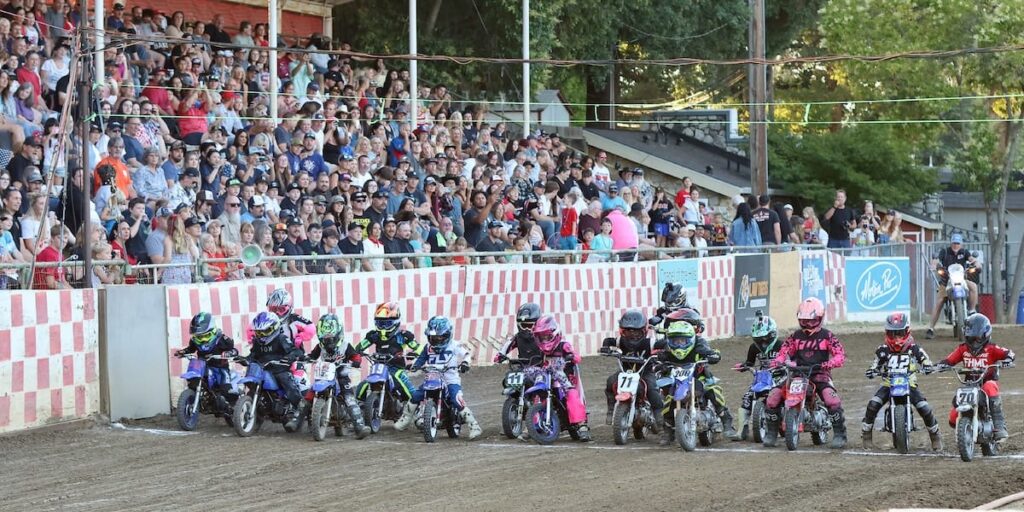 Here comes the Pee-Wees. Fast Friday's fan favorite pee-wees line up for a heat race during Friday night's program. July 4 2025 - Great 4th of July celebration and races.