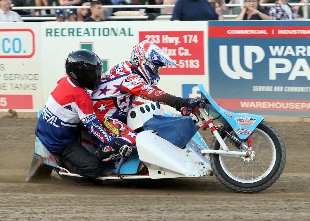 Joe Jones and Johnny Glover won the Extreme Sidecars main event. July 4 2025 - Great 4th of July celebration and races.