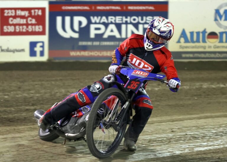 Gregory Moore picked up his first main event win of the season winning the handicap main event. Aug 8 2025 - Championship racing begins at Fast Friday’s Motorcycle Speedway in Auburn, CA.