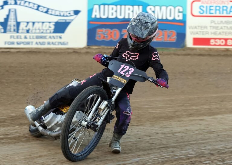 Catherine Moore got her first main event win of the season in Support Division. She had a perfect night winning all her races. June 20 2025 - Greeting from Fast Fridays Motorcycle Speedway in Auburn Ca. Great racing in week seven of the 2025 season.