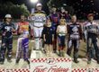 Celebrating their wins in the 2025 Speedway Best Pairs Championship are (left-right) Darren Armbruster and Billy Janniro (second place), Broc Nicol and Wilbur Hancock (first place) and Will McCloskey and Rees Todd (third place). Sept 13 2025 - Speedway’s Best Pairs Championship this week at the Gold Country Fairgrounds in Auburn, CA.