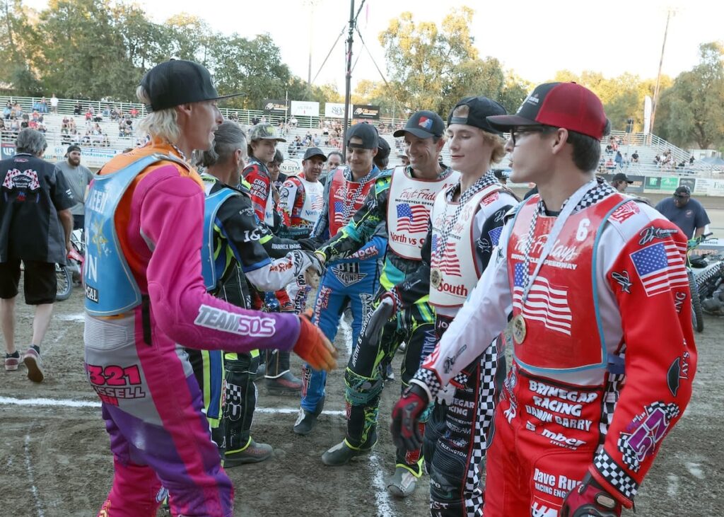 The teams meet before the coin toss, share a laugh or two before they get down to business. July 17 2026 - 2026 Budweiser’s North vs. South Challenge.