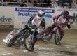 South rider Chris Kerr and North rider Timmy Dion are tight in a corner during a heat race. Extremely skilled riders on both teams rode just inches from each other during the North vs. South Challenge Friday night. July 17 2026 - 2026 Budweiser’s North vs. South Challenge.