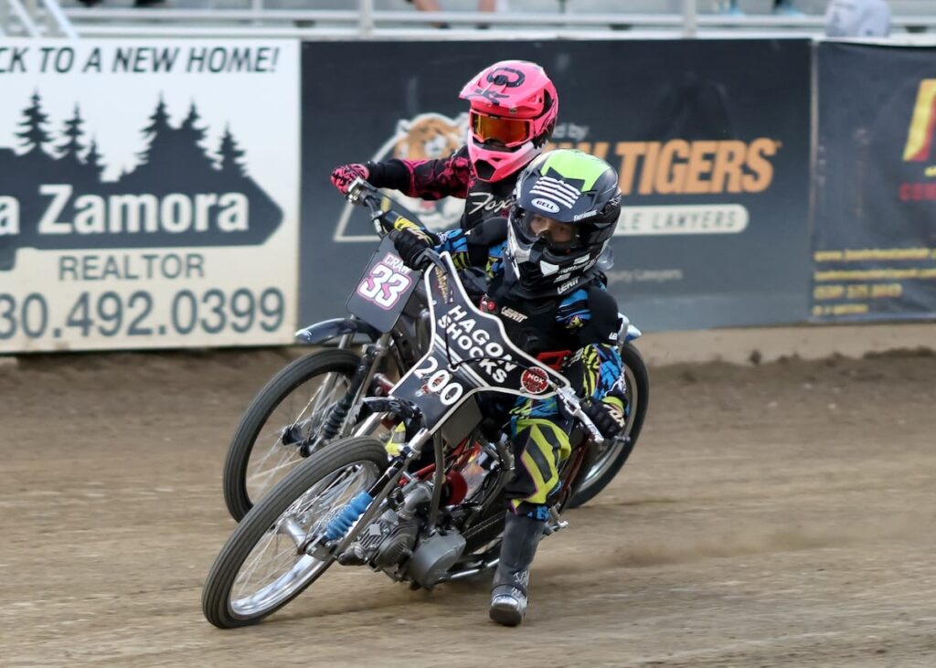 Kaiden Boyd-Bew (200) and Kaydence Craw put on a great show each week in the Youth 150cc D3 division. Boyd-Bew won the main event this week, his third in a row. July 24 2026 - 2026 Speedway & Team Challenge Round #5.