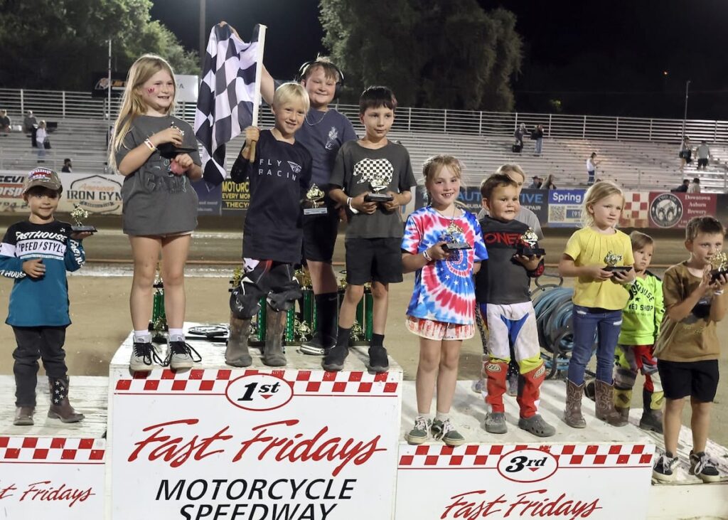 It is never hard to get the pee-wees to the winners podium each week. The young racers run to climb on the podium and receive their trophies. Aug 21 2026 - 2026 Speedway Best Pairs Championship.