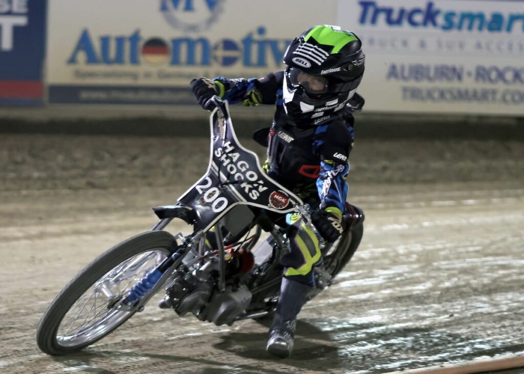 Kaiden Boyd-Bews won the Youth 150cc D2 main event and all his races in his first race after moving up from the Youth 150cc D3 division. July 31 2026 - 2026 Speedway & 25 Lap Main Event.